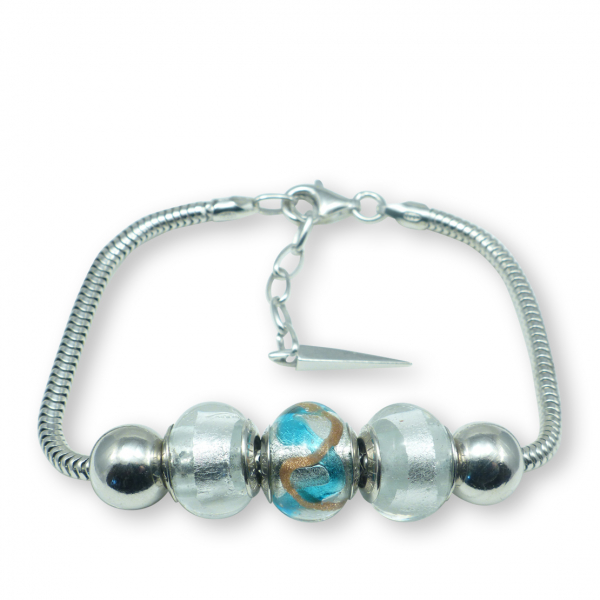 Murano glass Sterling silver charm bracelet – Pisa