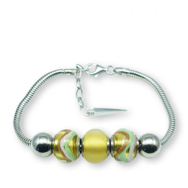 Murano glass charm bead silver bracelet - Florence