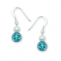 Murano Glass earrings – Brina Aquamarine/Pearl