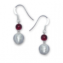 Murano Glass earrings – Gianna Silver/Burgundy